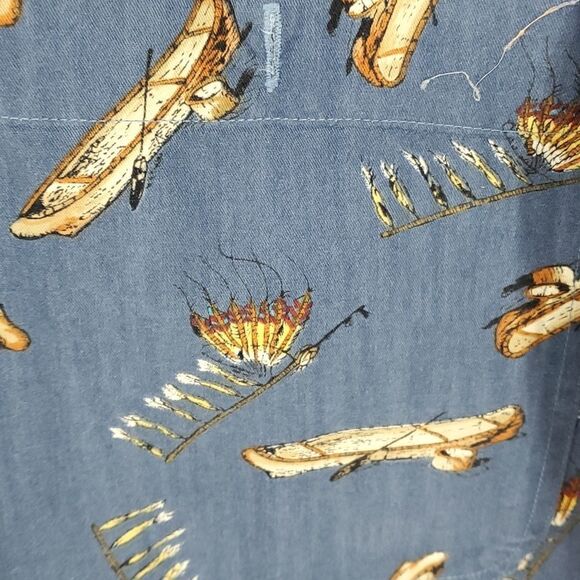 Chaps Ralph Lauren Y2K mens long sleeve shirt. Indian design print, blue. large - Picture 5 of 8